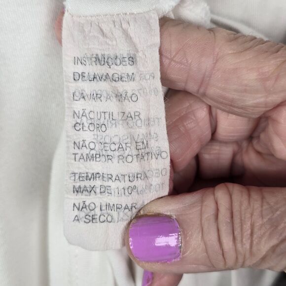 Blouse Top Tee S White V-Neck Sheer Short Cap Flutter Sleeve Pullover Relaxed - Picture 8 of 8